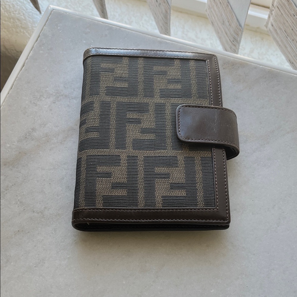 Fendi Brown Zucca Logo Bifold Organizer Wallet